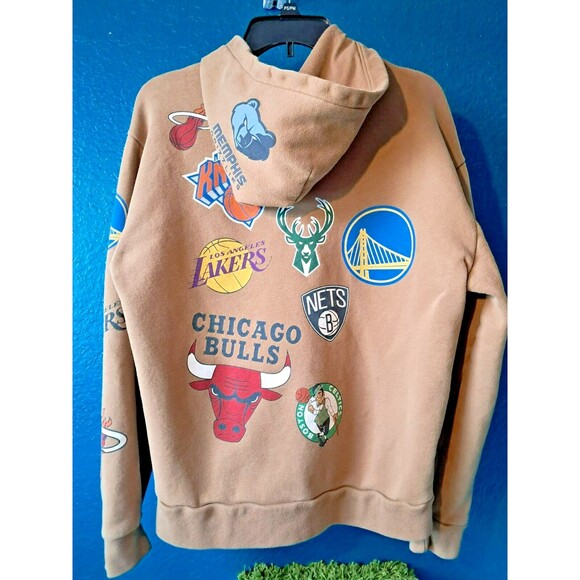 Hollister All NBA Team Logo Sweatshirt Hoodie Size Medium Brown - Picture 2 of 13